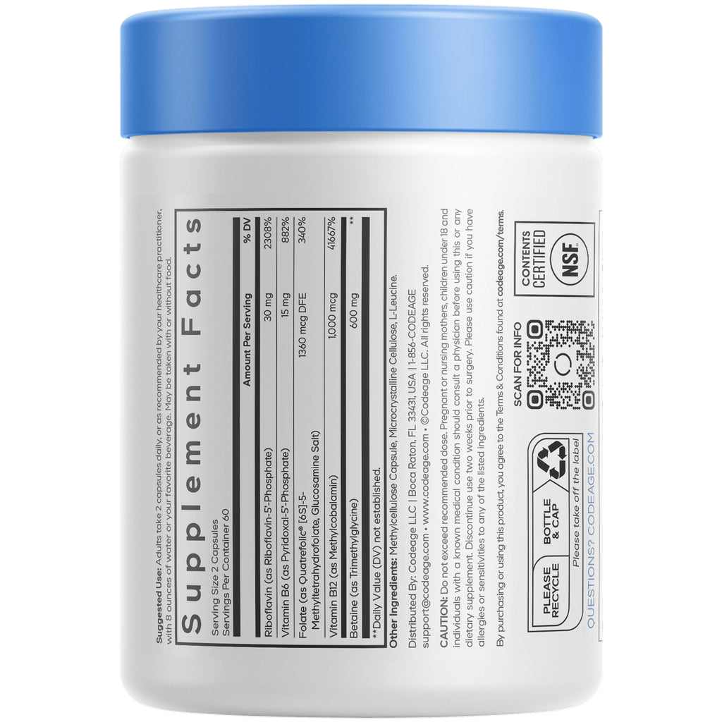 CDG030 | Supplement facts panel with nutrition table, ingredient list, QR code and recycle symbol on white bottle - Thumbnail