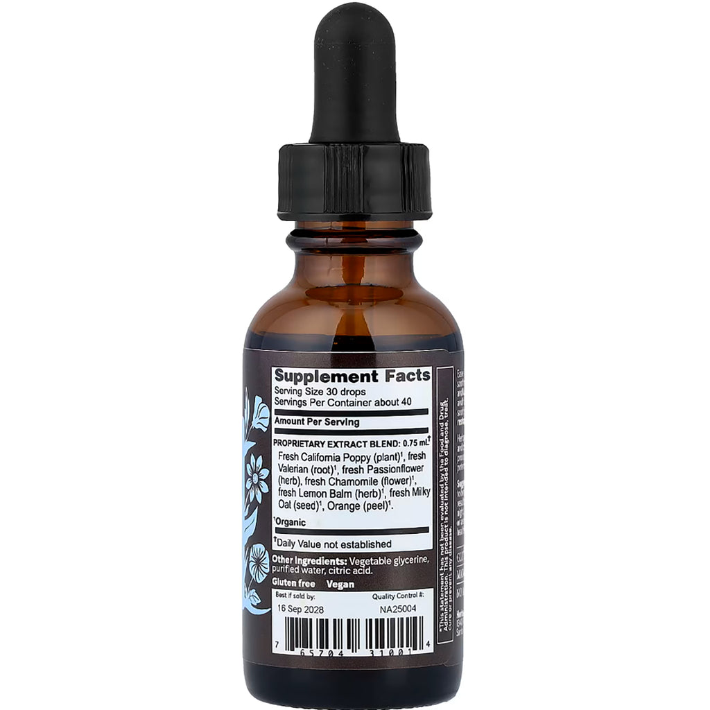 HE104 | back of amber glass dropper bottle showing label with suggested use, ingredients, and #1 Seller badge - Thumbnail