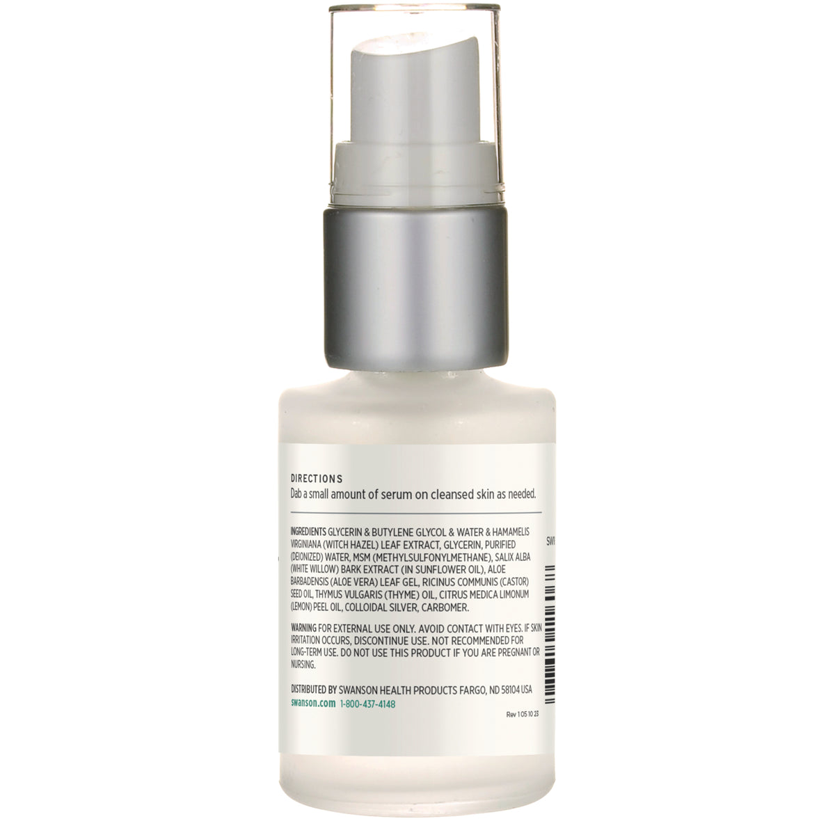 SW1606 | Back label with ingredients, directions and warning text