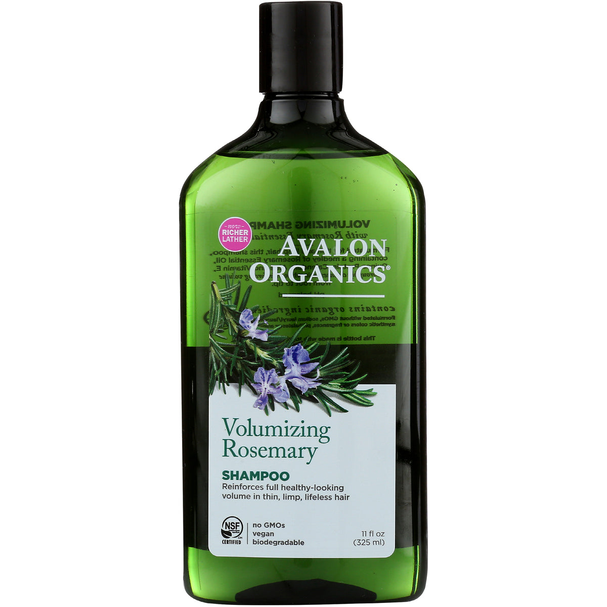 AVL048 | Avalon Organics Volumizing Rosemary shampoo bottle, 11 fl oz (325 ml)