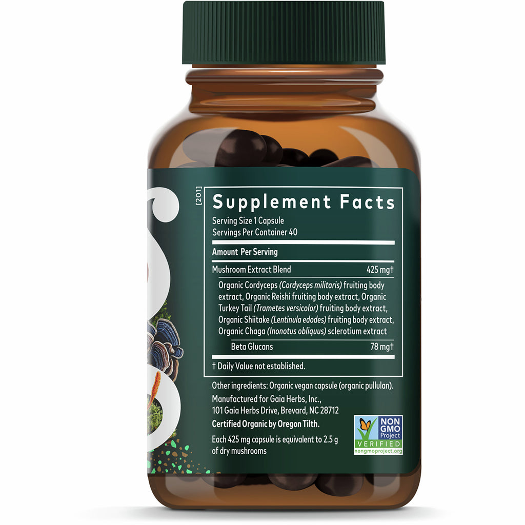 Supplement Facts and suggested use on back of dark green supplement box showing ingredients, serving size, and directions - Thumbnail