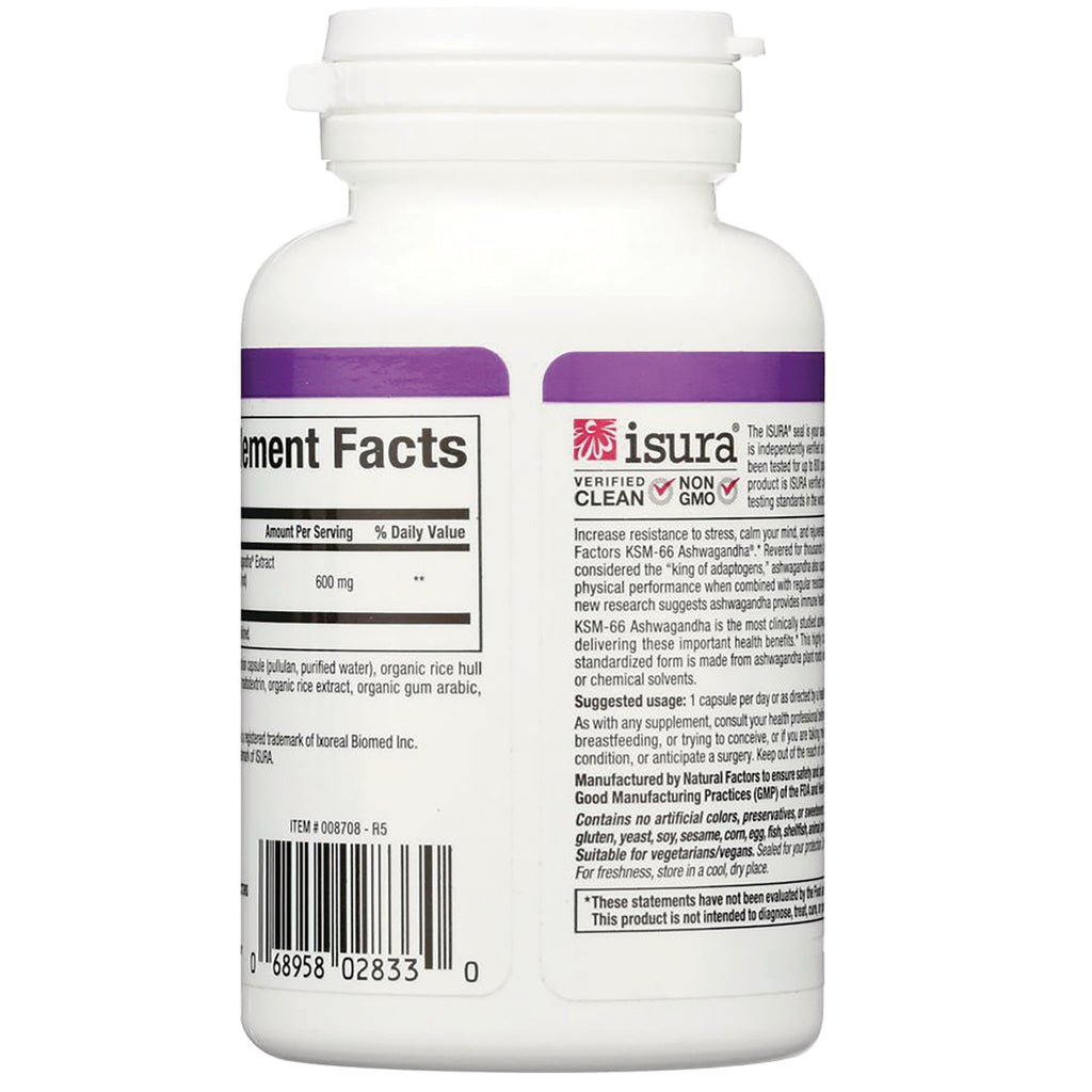 NFC155 | Back of white supplement bottle showing Supplement Facts panel, barcode, and isura certification text - Thumbnail
