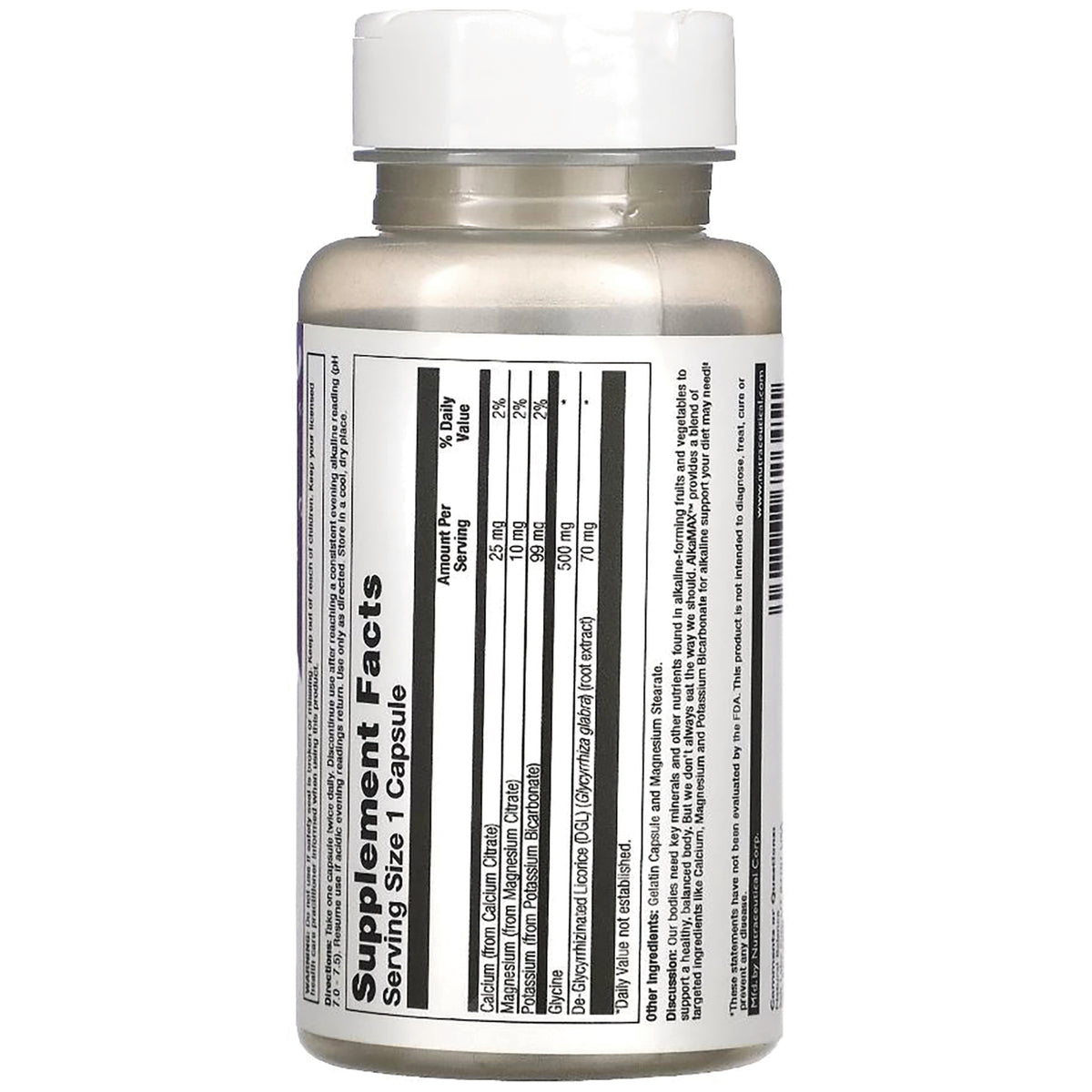 NBL017 | back of supplement bottle showing Supplement Facts panel labeled Serving Size 1 Capsule