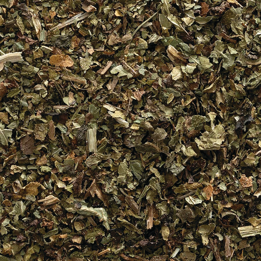 FNP065 | close-up of loose dried green herb flakes and small stems - Thumbnail