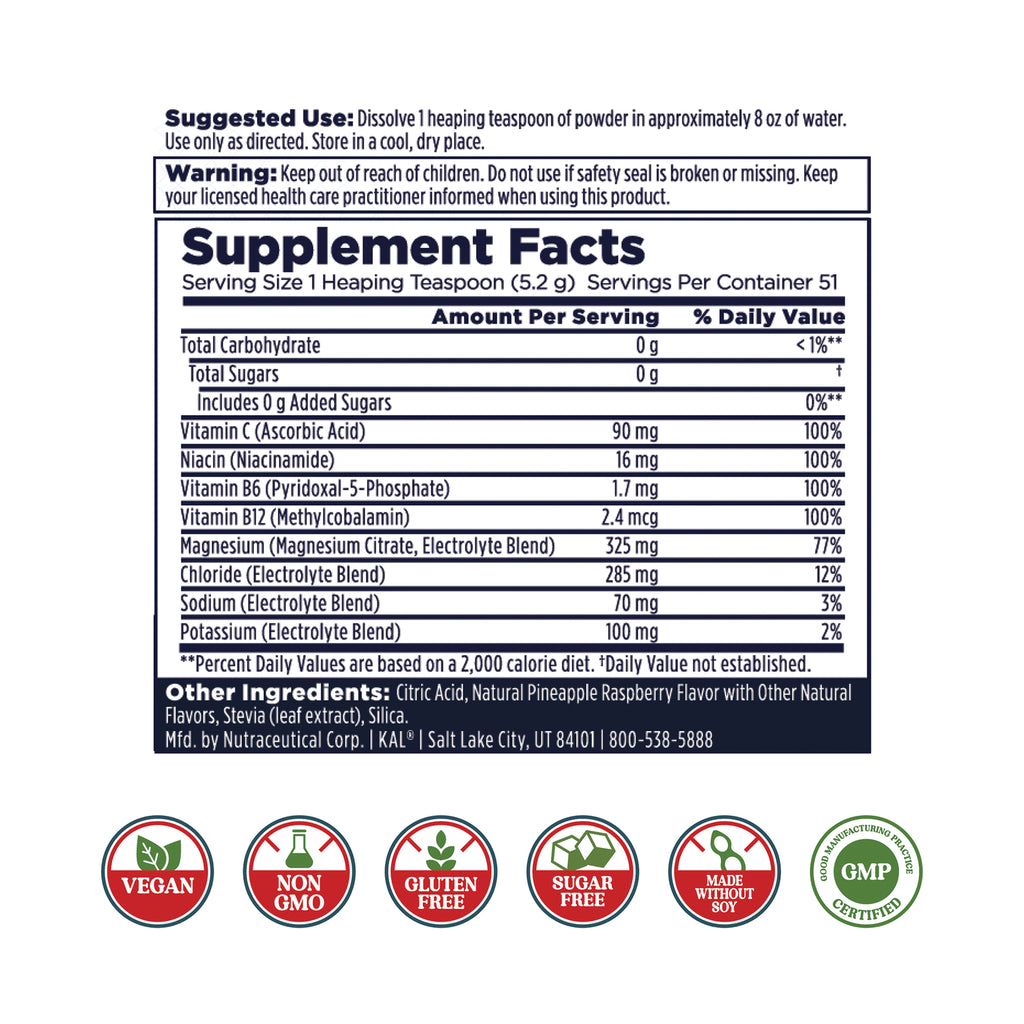 KL589 | supplement facts and ingredient list on product back with vegan, non GMO, gluten free, sugar free, made without soy, GMP icons - Thumbnail