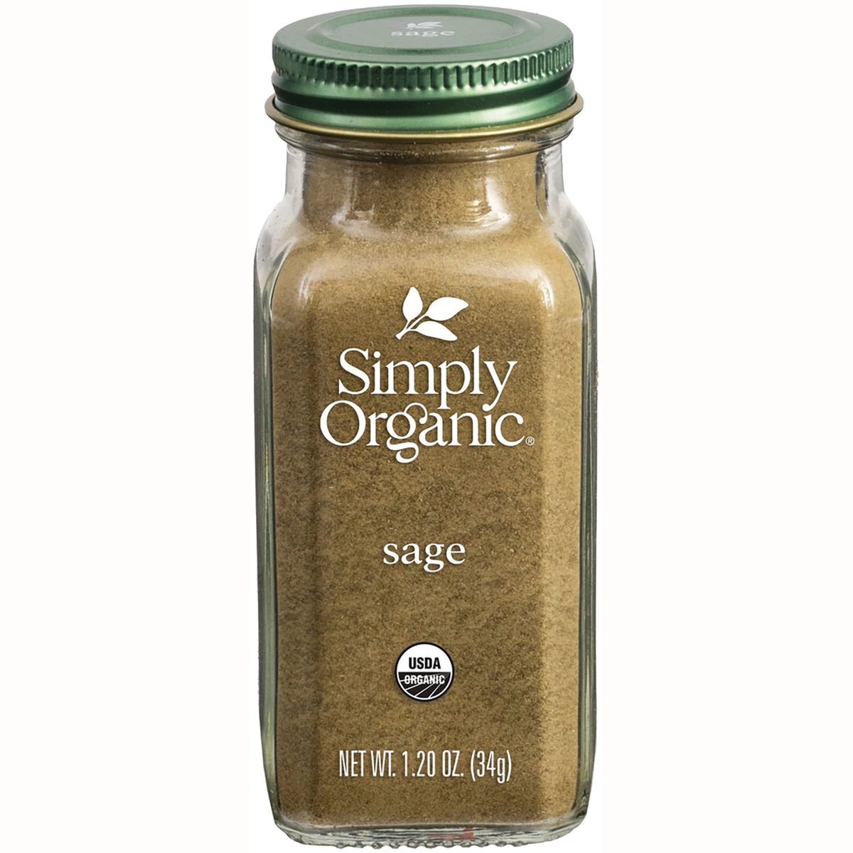 SMP079 | Simply Organic sage seasoning jar, USDA Organic, net wt 1.20 oz (34 g)