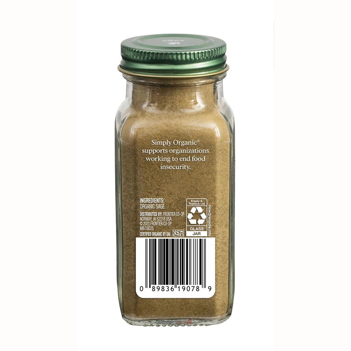 SMP079 | Back label of Simply Organic Organic Sage jar with ingredients and barcode