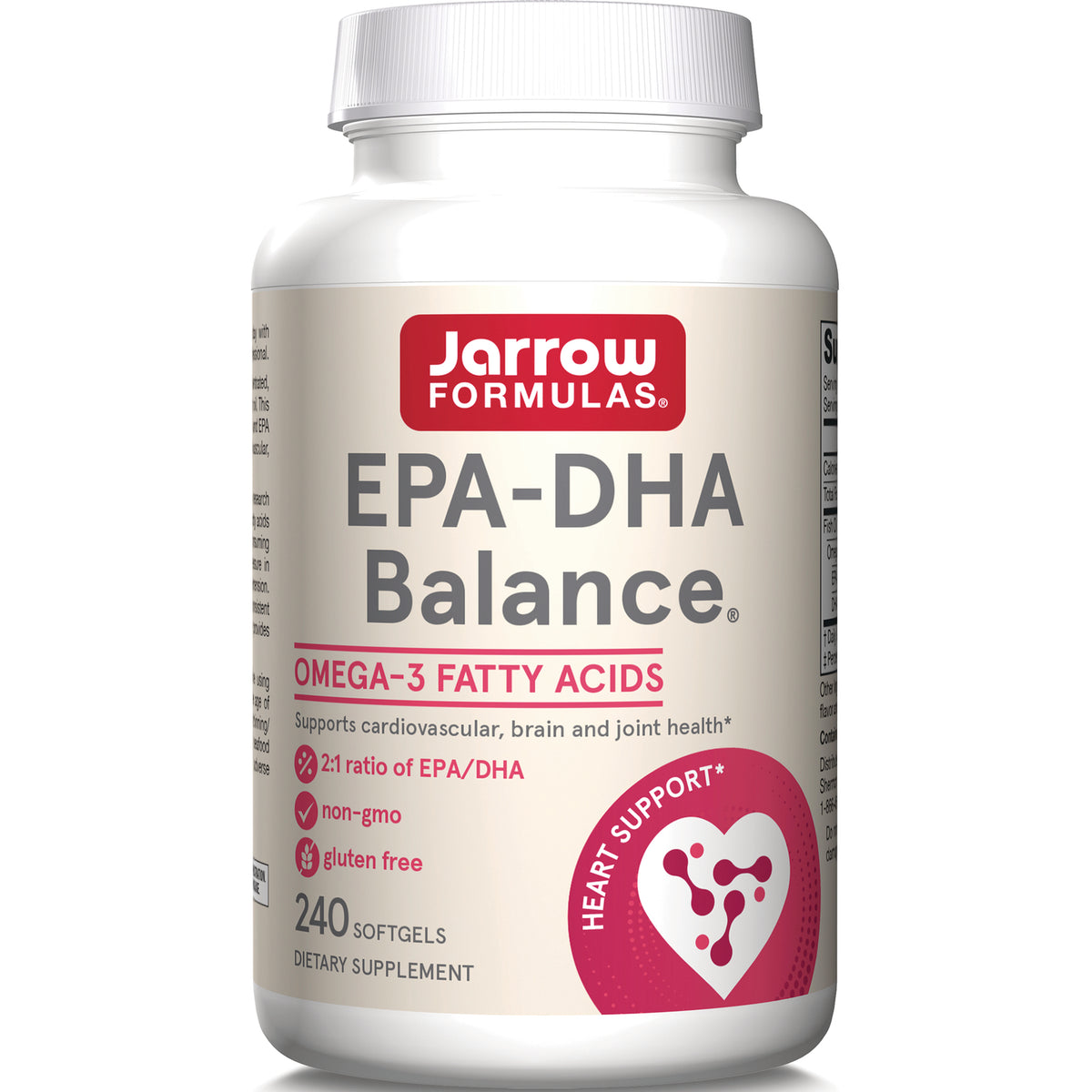 JR189 | Jarrow Formulas EPA-DHA Balance bottle front label, omega-3 fatty acids 240 softgels