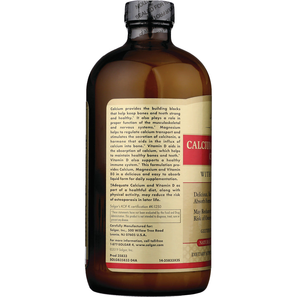 Amber bottle back label showing CALCIUM product text, supplement facts and usage information - Thumbnail