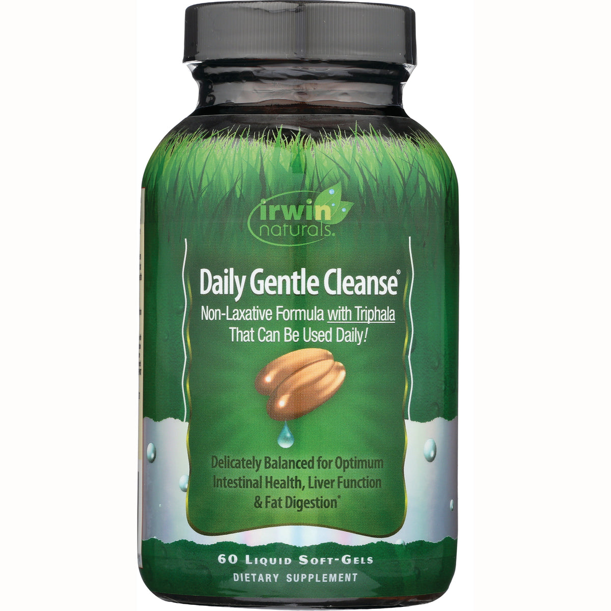 IR084 | Irwin Naturals Daily Gentle Cleanse bottle, green label, 60 liquid soft-gels dietary supplement