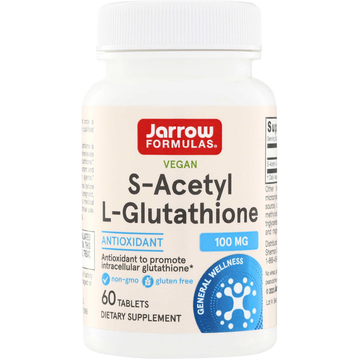 JR301 | Jarrow Formulas S-Acetyl L-Glutathione 100 mg vegan antioxidant dietary supplement, 60 tablets