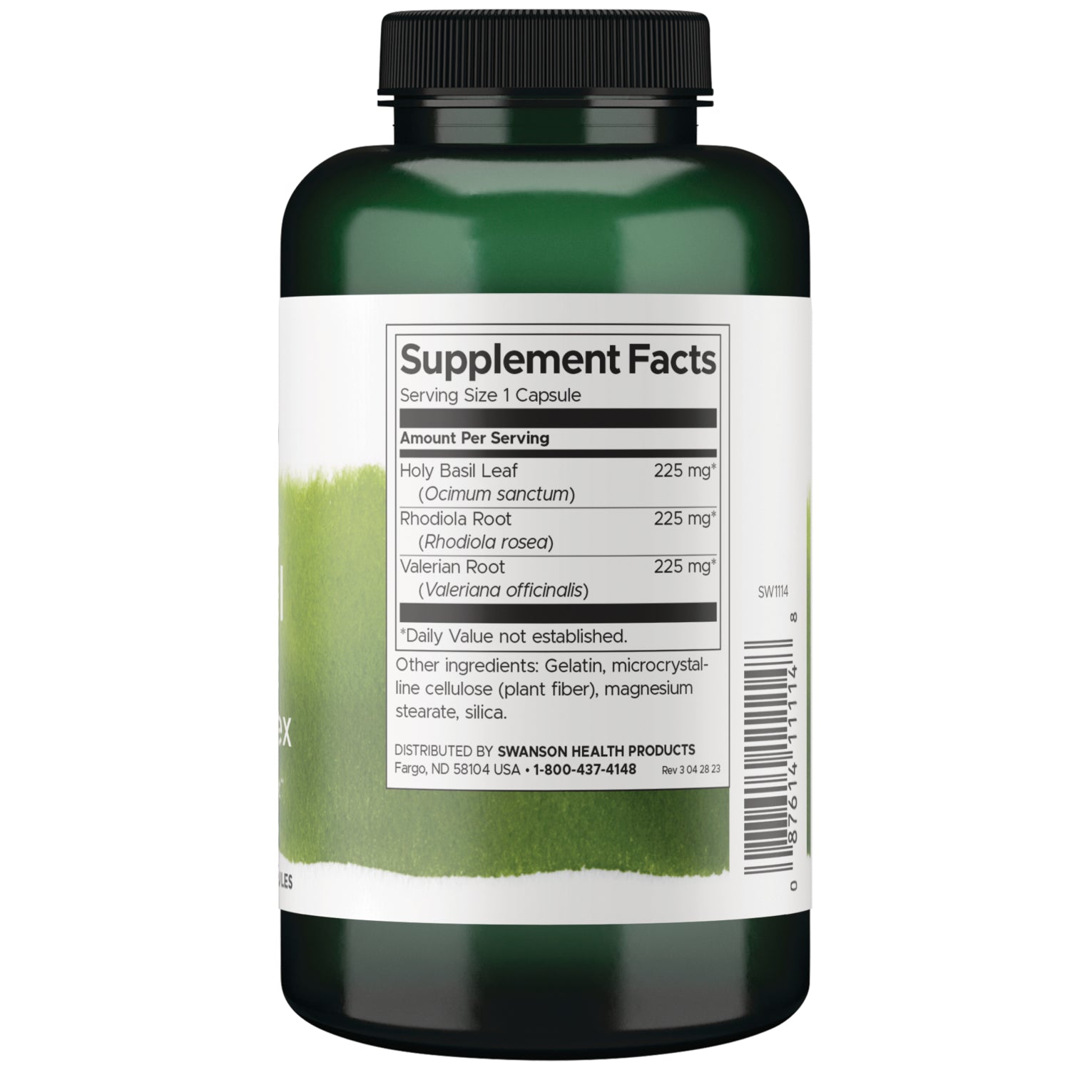SW1114 | Back label with supplement facts and serving information
