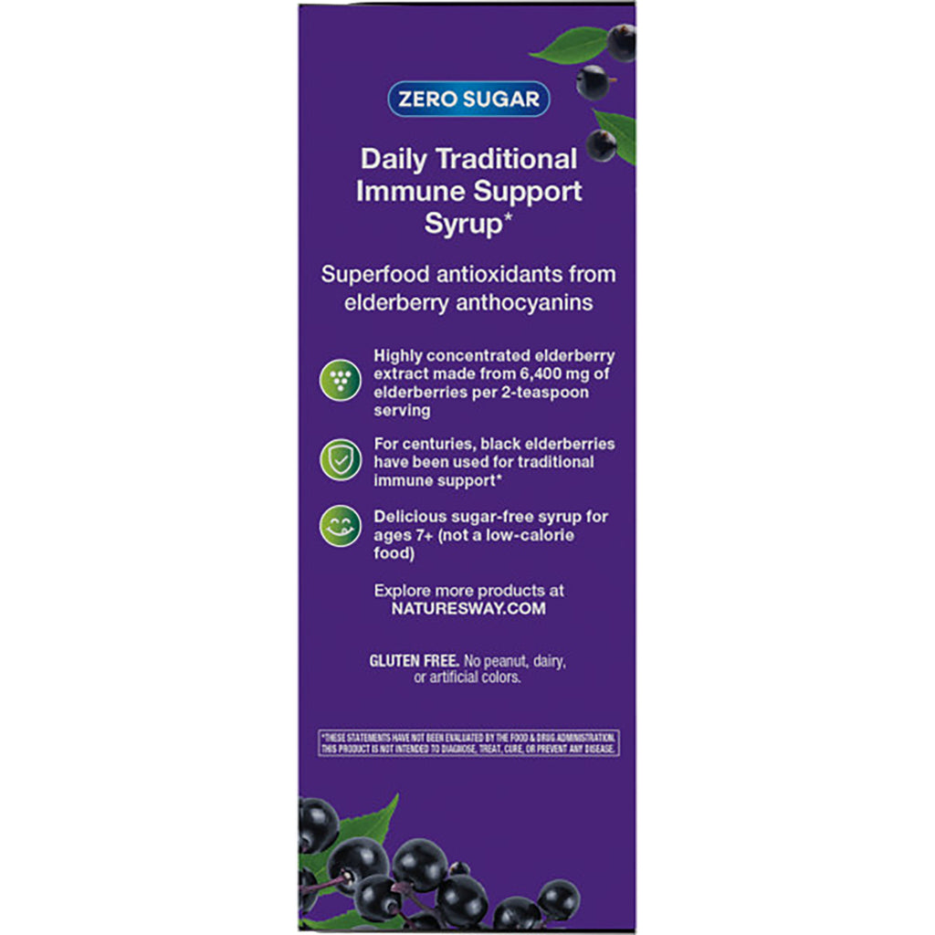 NW664 | Back panel displaying About Black Elderberry text, Superior Quality paragraph, vegan symbol and elderberry graphics - Thumbnail