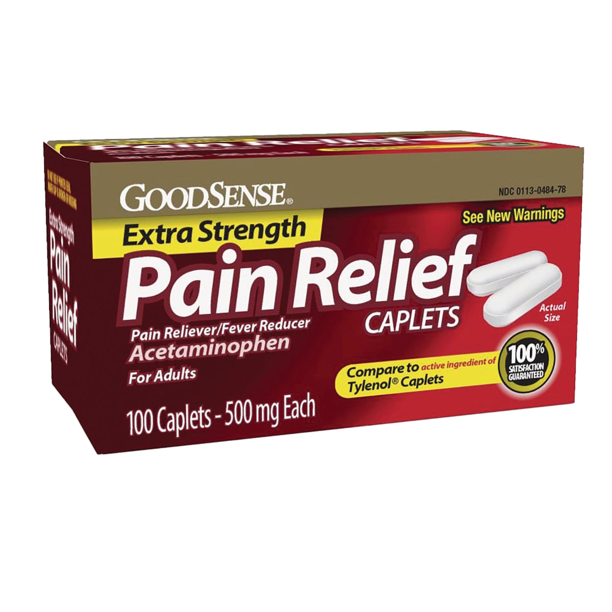GDS028 | GoodSense Extra Strength Pain Relief caplets acetaminophen 100 caplets 500 mg each