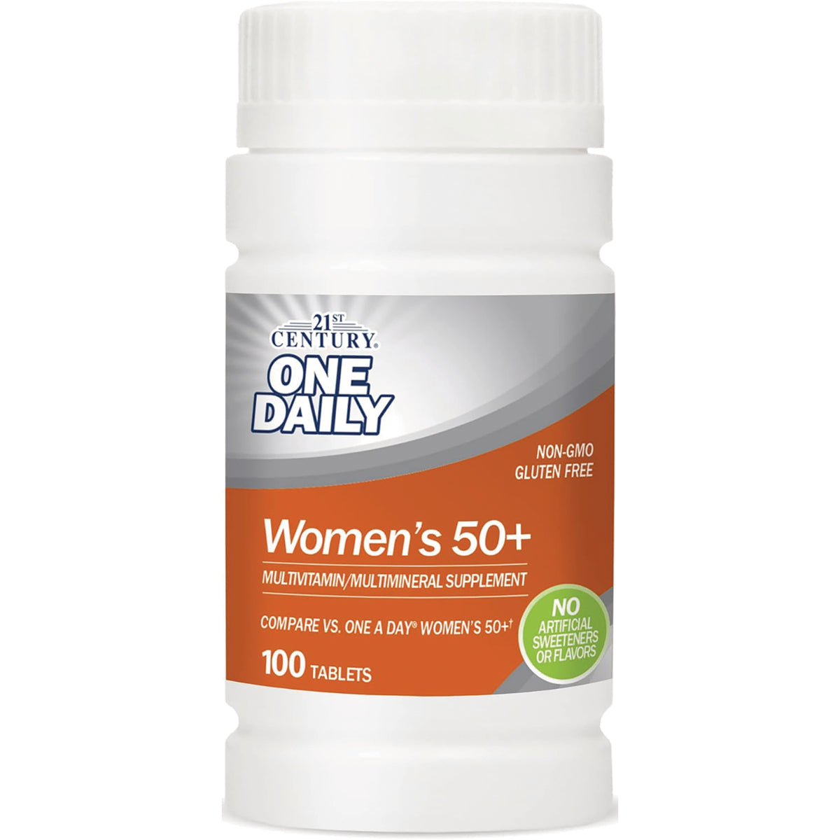CNT215 | 21st Century One Daily Women's 50+ multivitamin bottle, 100 tablets, non-GMO gluten free