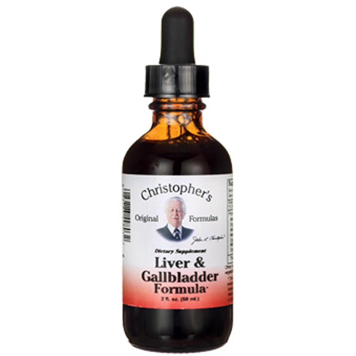 DCR080 | Amber glass dropper bottle labeled Christopher's Liver & Gallbladder Formula 2 fl oz (50 ml)