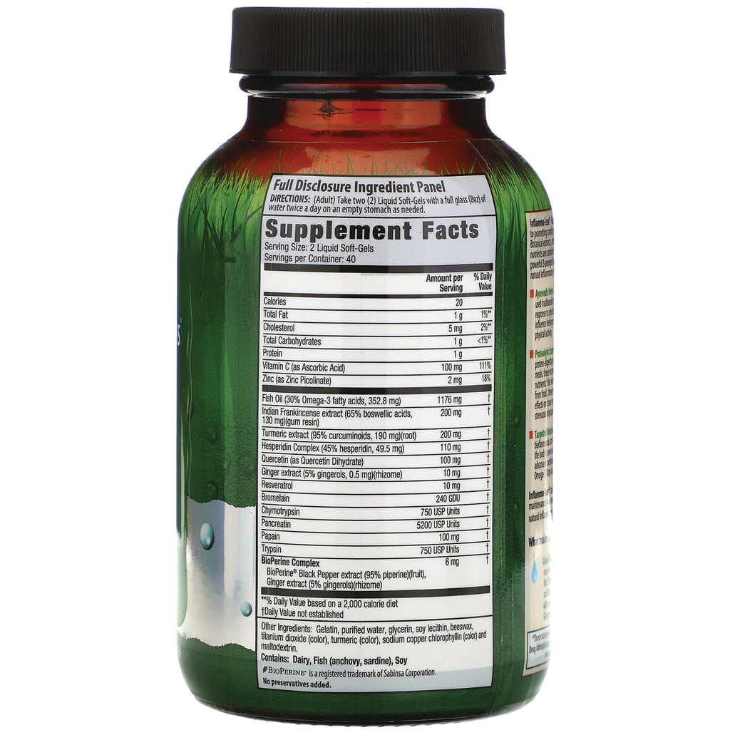 IR076 | supplement facts panel and ingredient list on back of green supplement bottle - Thumbnail