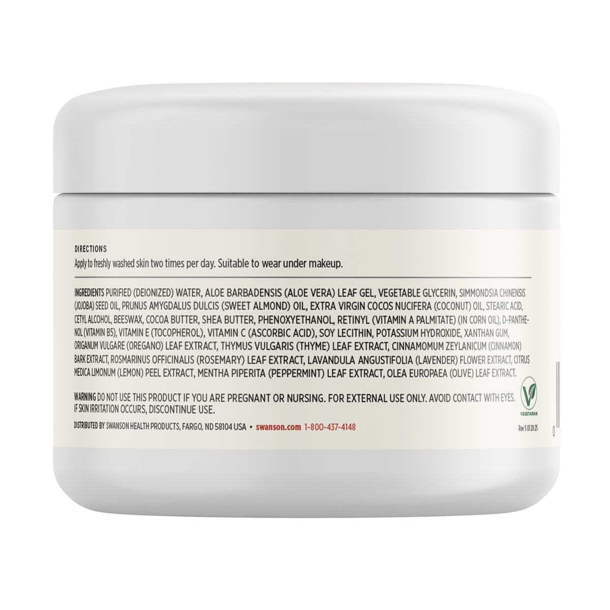 SW1461 | Ingredients, directions, and warning text panel for skincare product