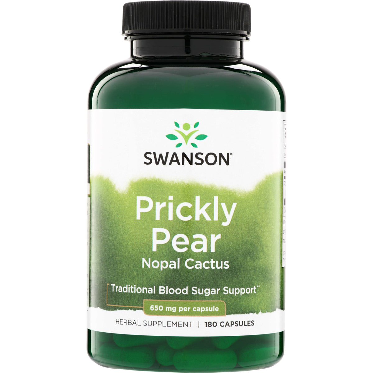 SW543 | Swanson Prickly Pear Nopal Cactus, 650 mg per capsule, herbal supplement, 180 capsules