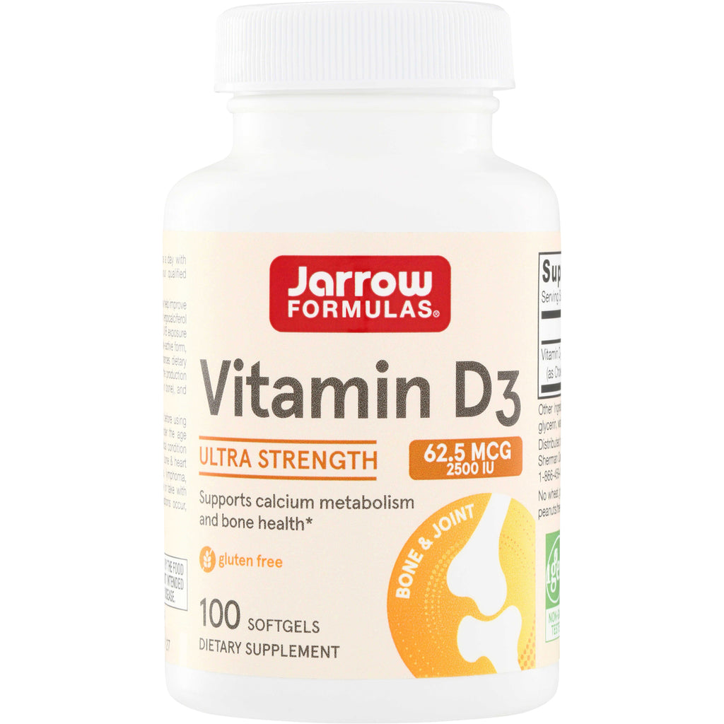 JR125 | Jarrow Formulas Vitamin D3 Ultra Strength 62.5 mcg (2500 IU), 100 softgels - Thumbnail