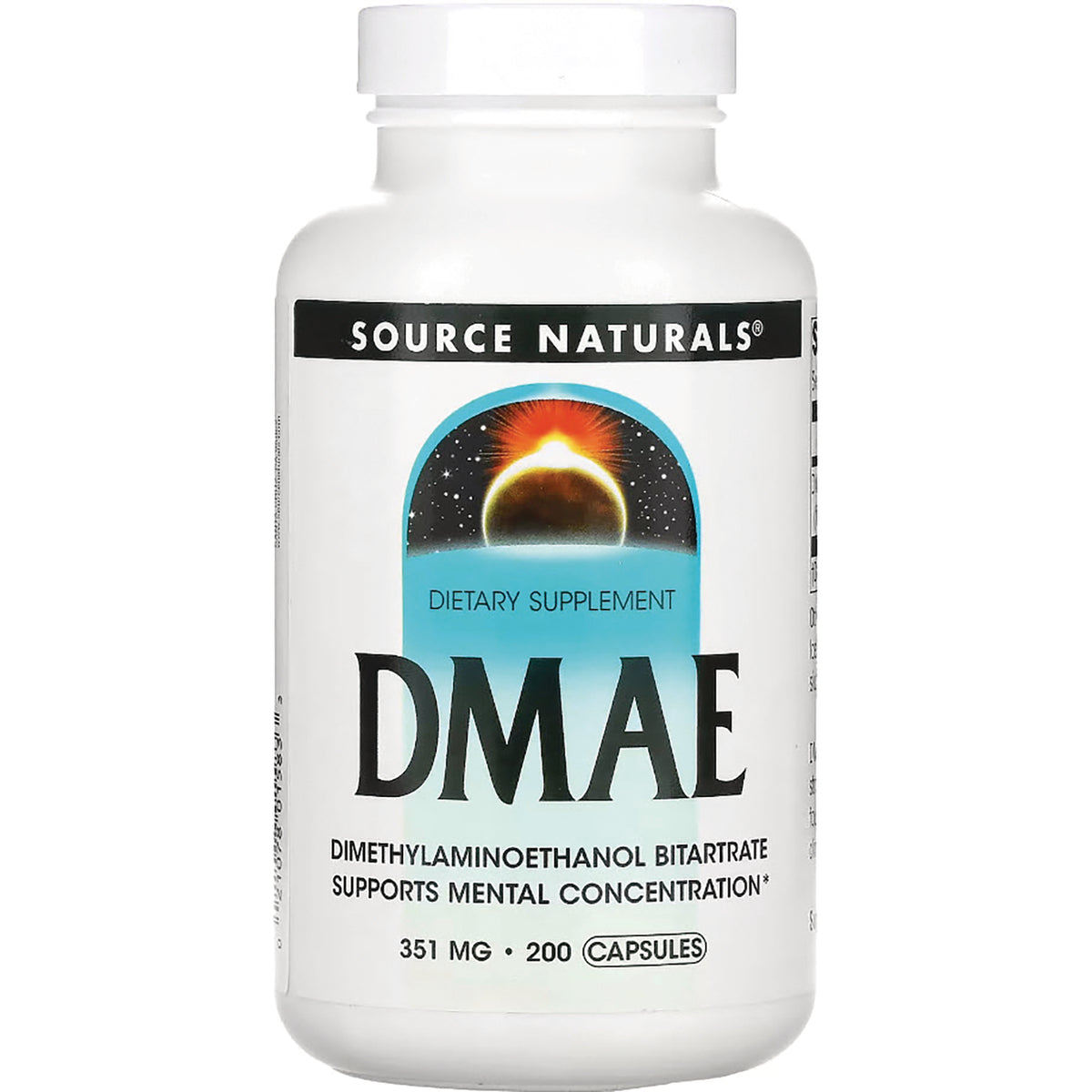 SN195 | Source Naturals DMAE dietary supplement, 351 mg, 200 capsules