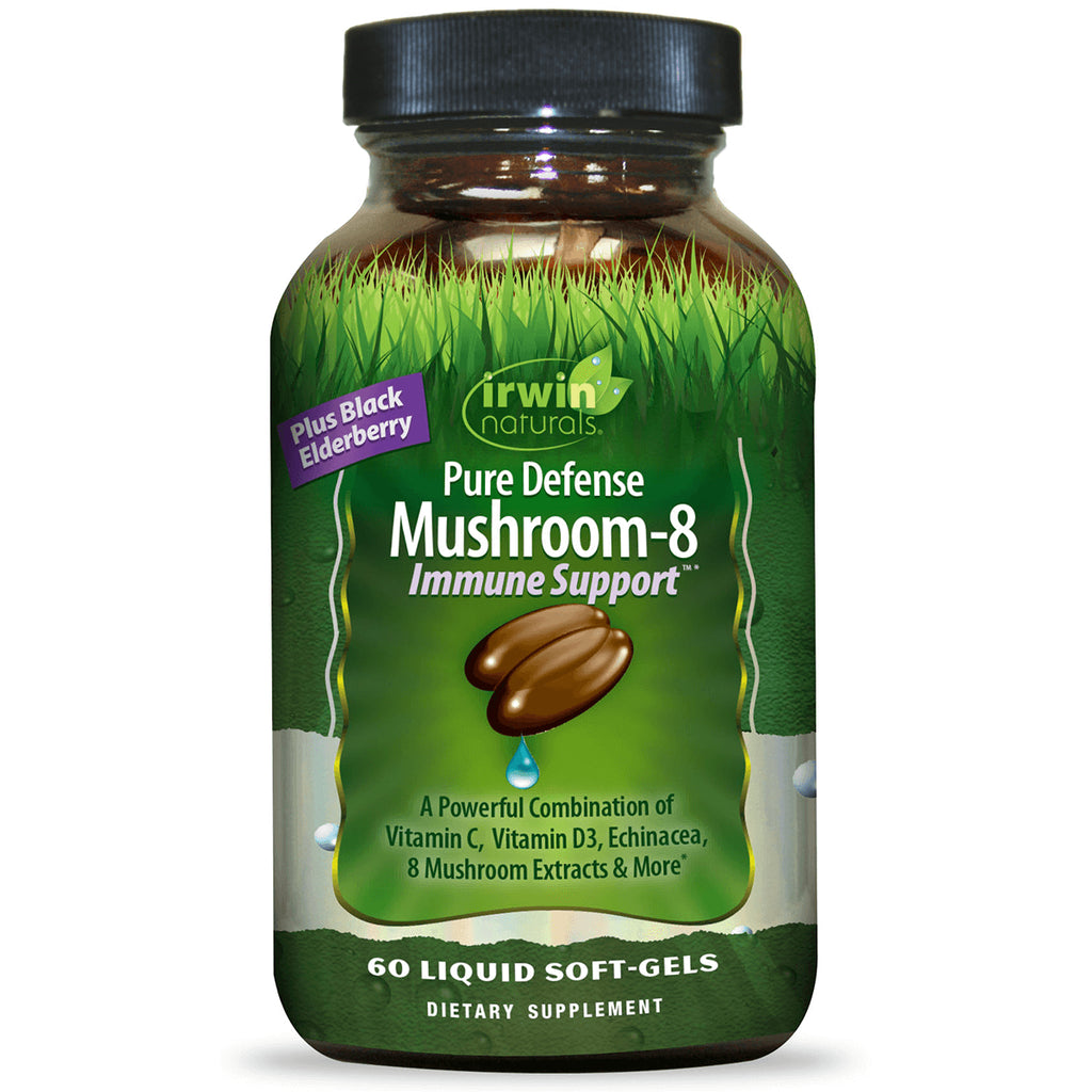 IR157 | Irwin Naturals Pure Defense Mushroom-8 immune support bottle, 60 liquid soft-gels - Thumbnail