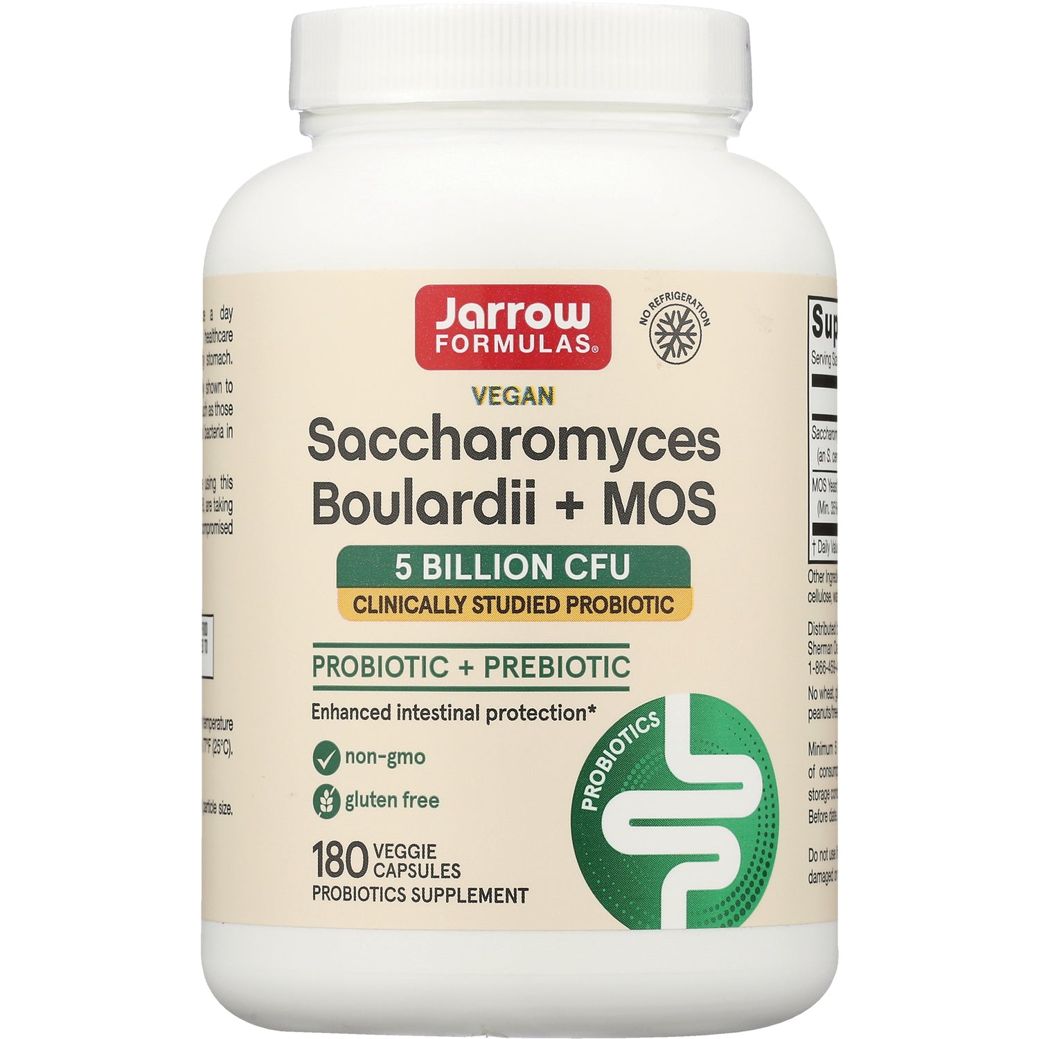 JR329 | Jarrow Formulas Saccharomyces Boulardii + MOS probiotic 5 billion CFU, 180 veggie capsules