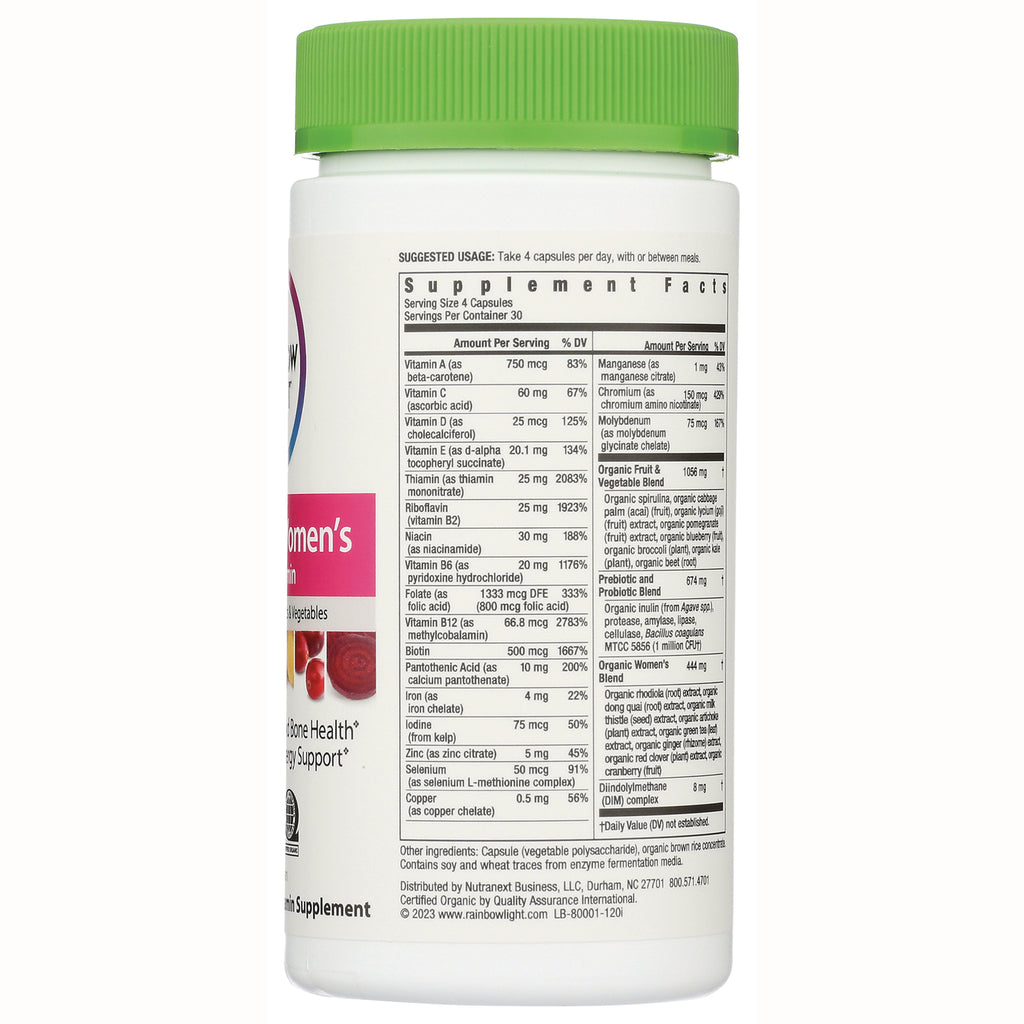 RBL064 | Back label showing supplement facts panel, ingredients and suggested usage on white bottle with green cap - Thumbnail