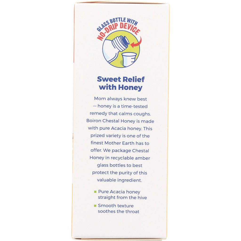 BRN084 | product infographic panel reading Sweet Relief with Honey, notes Pure Acacia honey, smooth texture, and no-drip bottle - Thumbnail