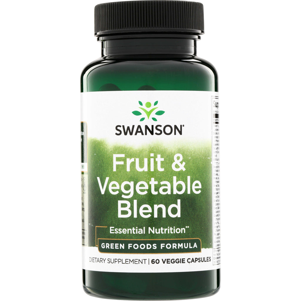 SWR059 | Swanson Fruit & Vegetable Blend, Essential Nutrition, Green Foods Formula, 60 veggie capsules bottle front - Thumbnail