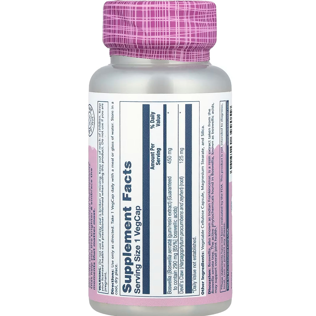 SLR258 | Solaray Vital Extracts Boswellia supplement facts label - Thumbnail