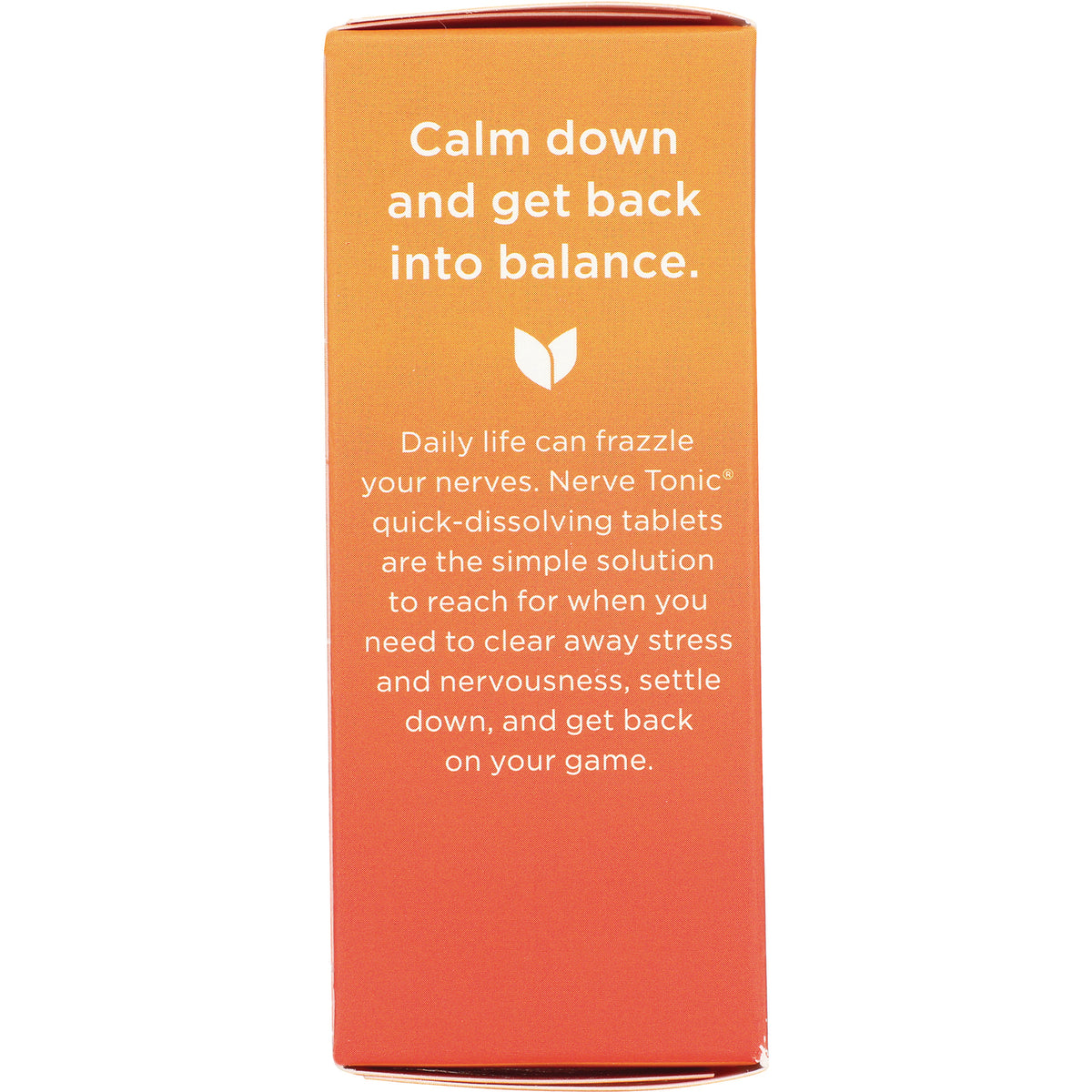 HY257 | orange side panel reading Calm down and get back into balance and describing Nerve Tonic quick-dissolving tablets