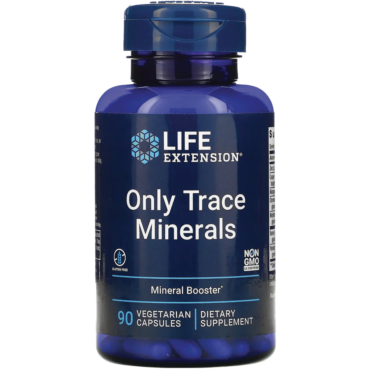 LE246 | Life Extension Only Trace Minerals blue bottle, 90 vegetarian capsules dietary supplement