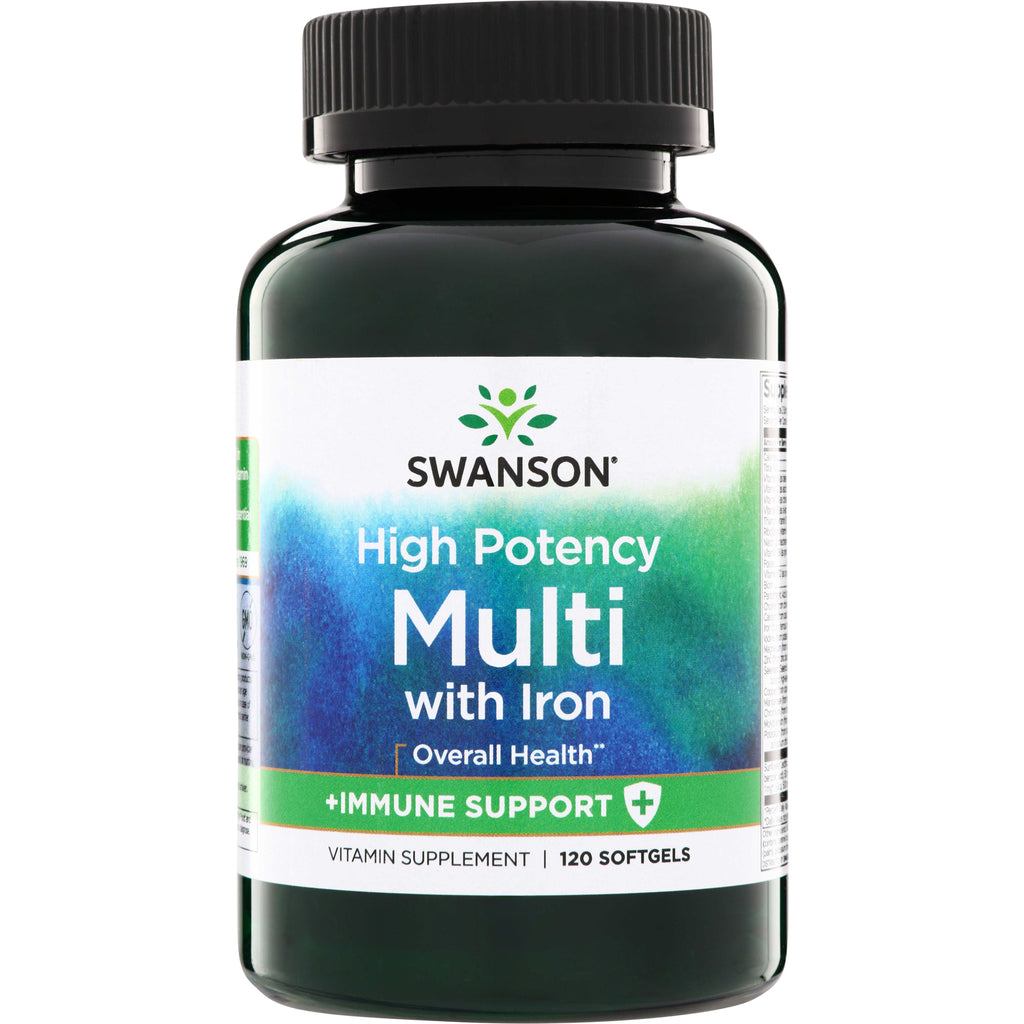 SW490 | Swanson High Potency Multi with Iron, 120 softgelsfront label showing Immune Support - Thumbnail