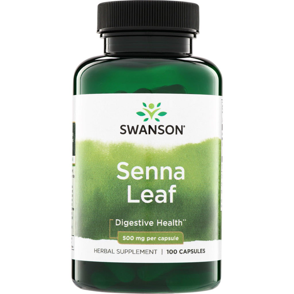 SW986 | Swanson Senna Leaf herbal supplement, 500 mg per capsule, 100 capsules, Digestive Health - Thumbnail