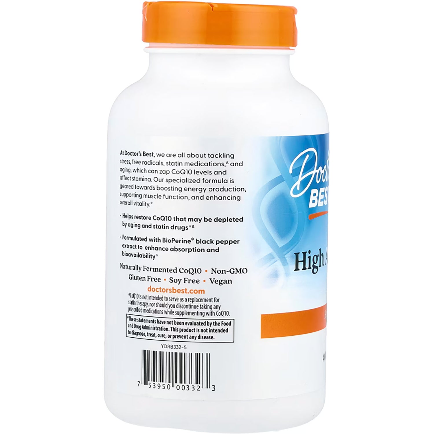 DB241 | back label of Doctor's Best High Absorption CoQ10 bottle showing product description and barcode
