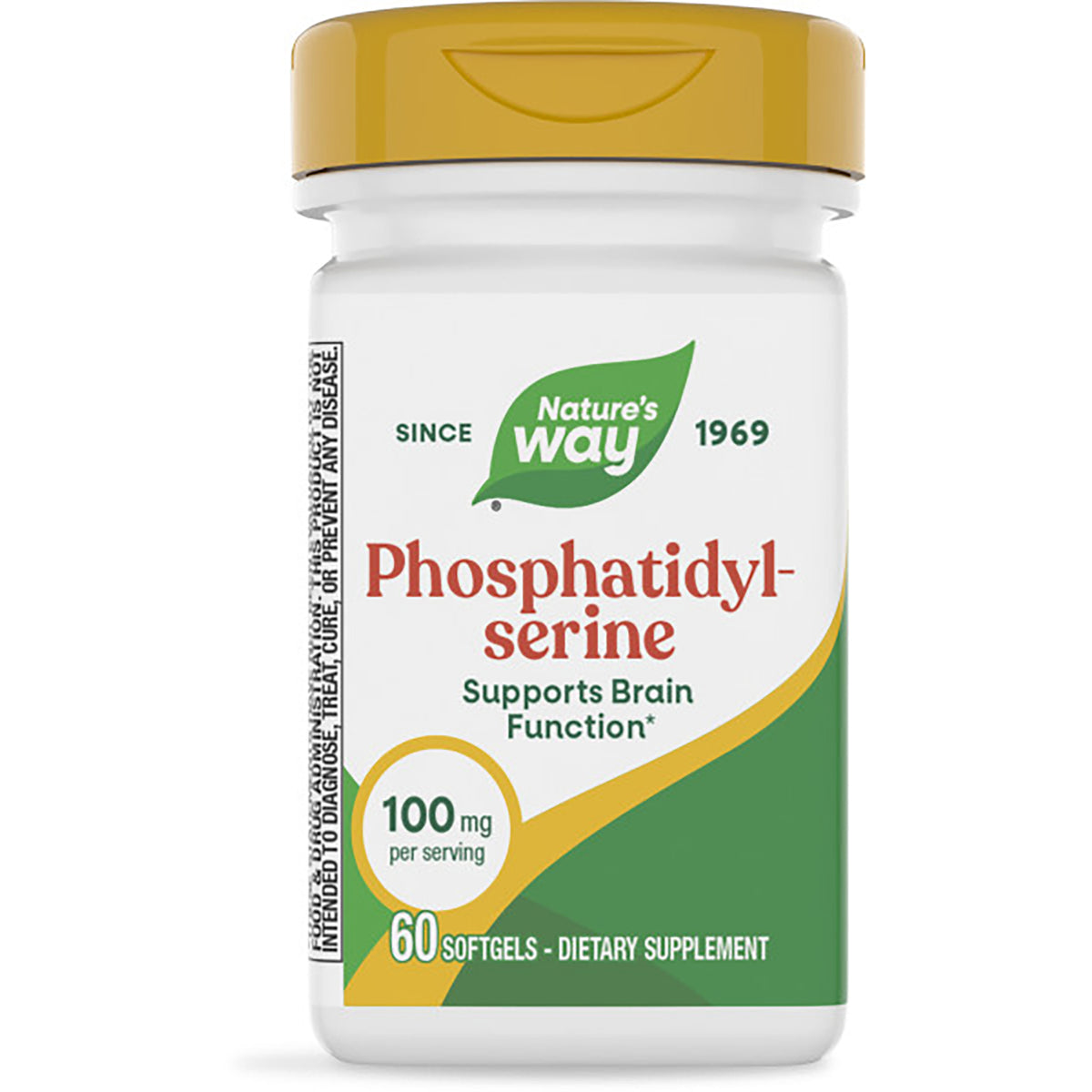 NW391 | Nature's Way Phosphatidylserine 60 softgels dietary supplement bottle, 100 mg per serving