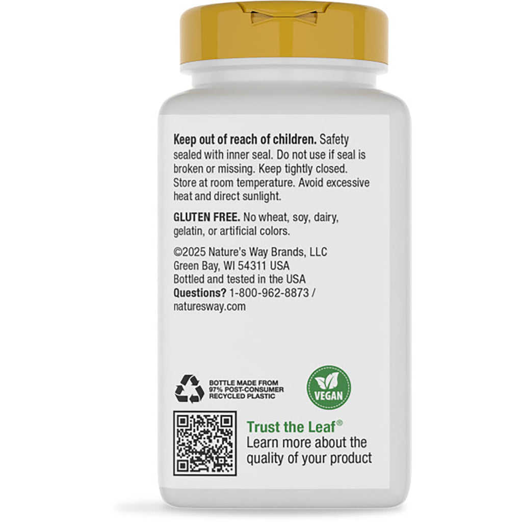 ET134 | back of brown supplement bottle showing green label reading Supports Cellular Energy with benefits, contact info and barcode - Thumbnail