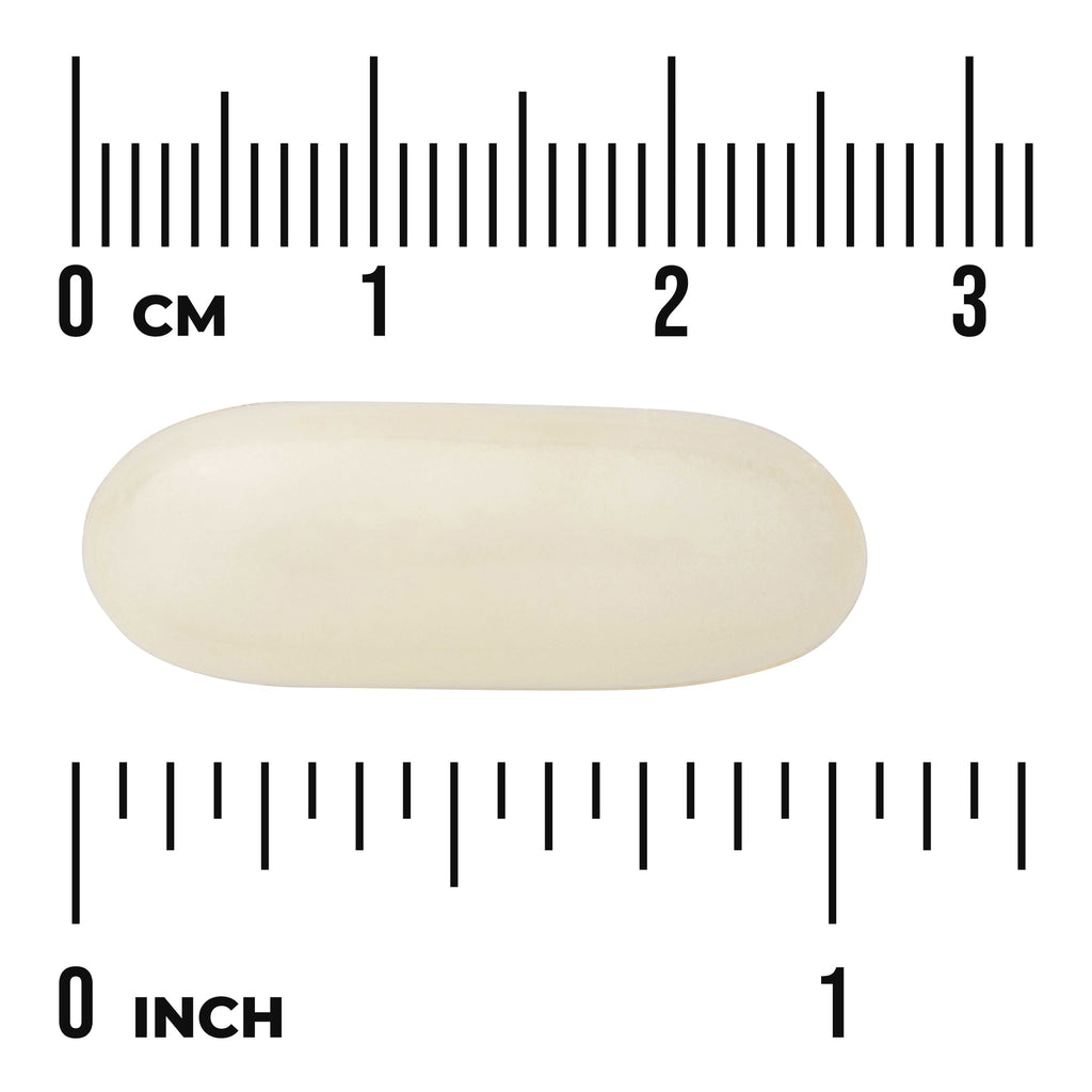 SWU896 | Oblong softgel shown with cm and inch ruler for size reference - Thumbnail