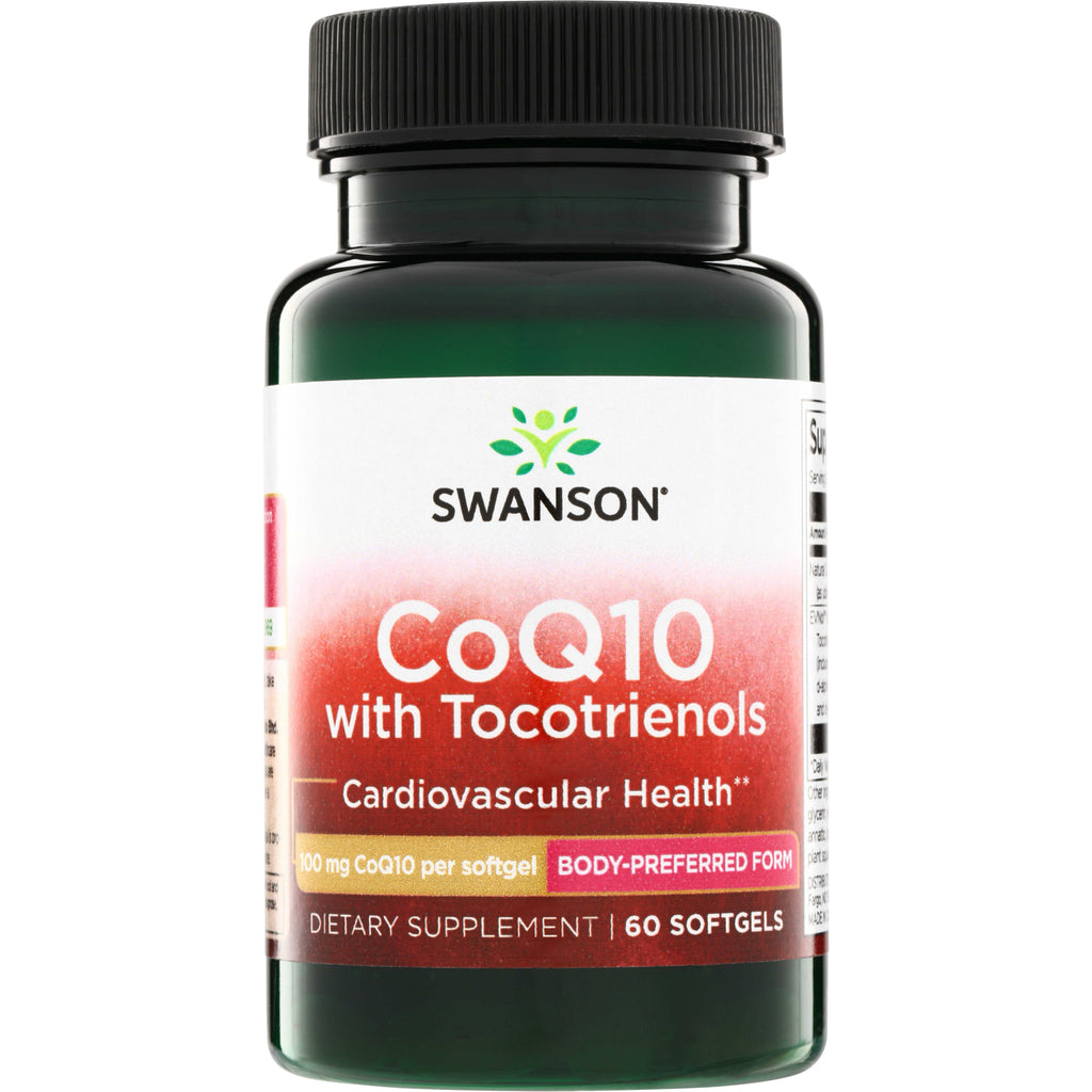 SWU349 | Swanson CoQ10 with Tocotrienols supplement bottle, 100 mg per softgel, 60 softgels, Cardiovascular Health - Thumbnail