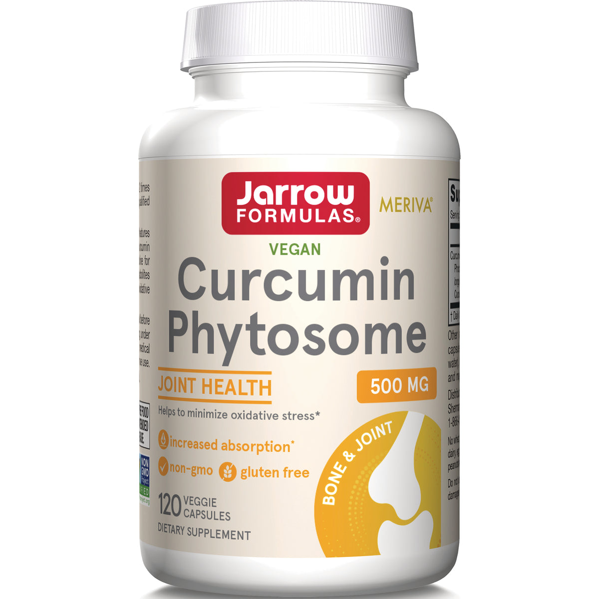 JR338 | Jarrow Formulas Curcumin Phytosome vegan 500 mg bottle, 120 veggie capsules, joint health label