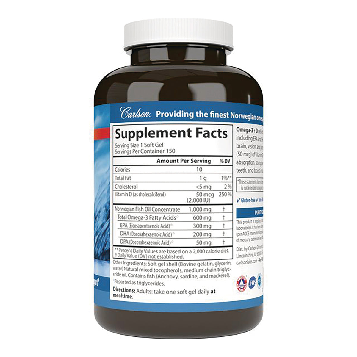 CSN332 | supplement facts and ingredients panel on back of brown supplement bottle