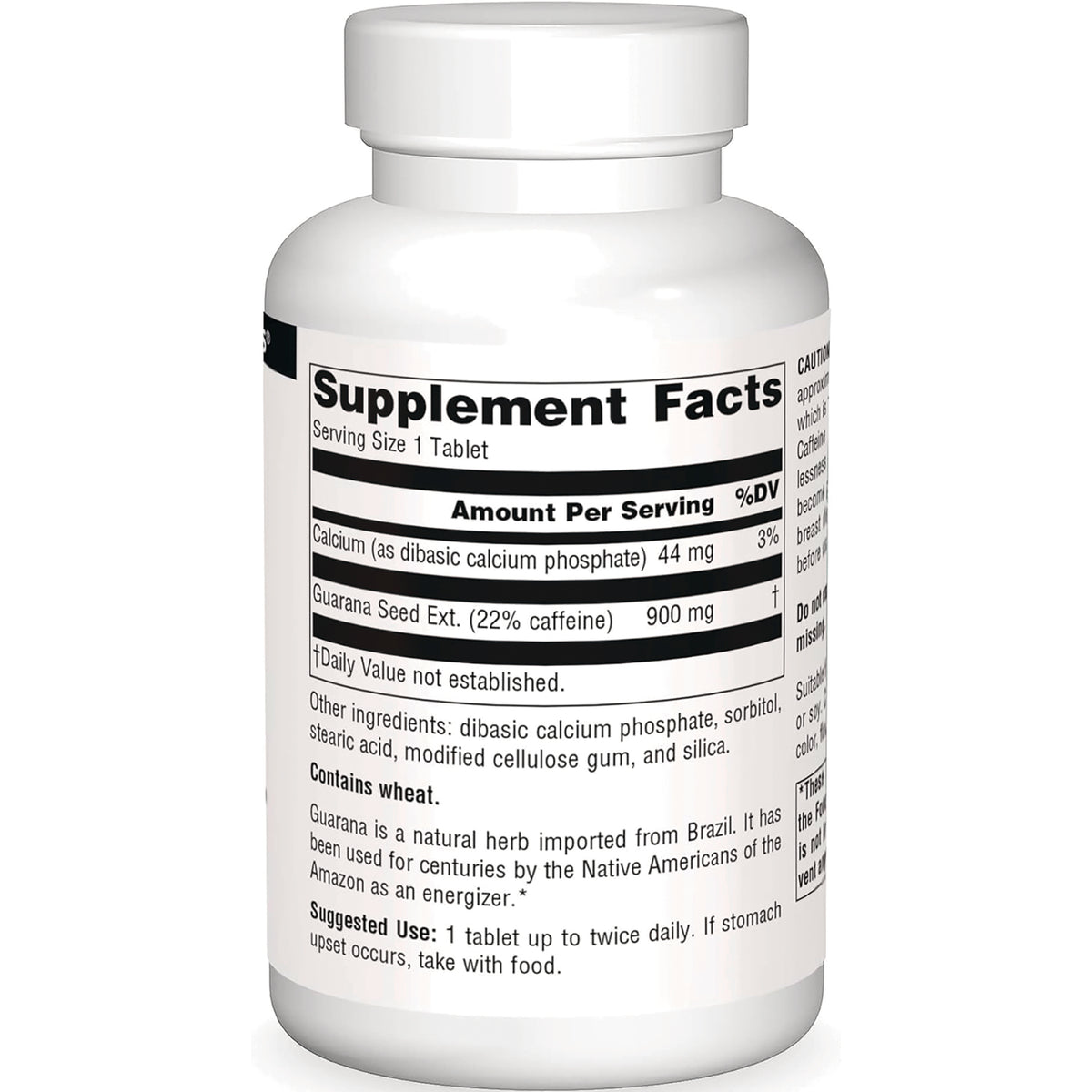 SN296 | Back label showing Supplement Facts, ingredients, and suggested use