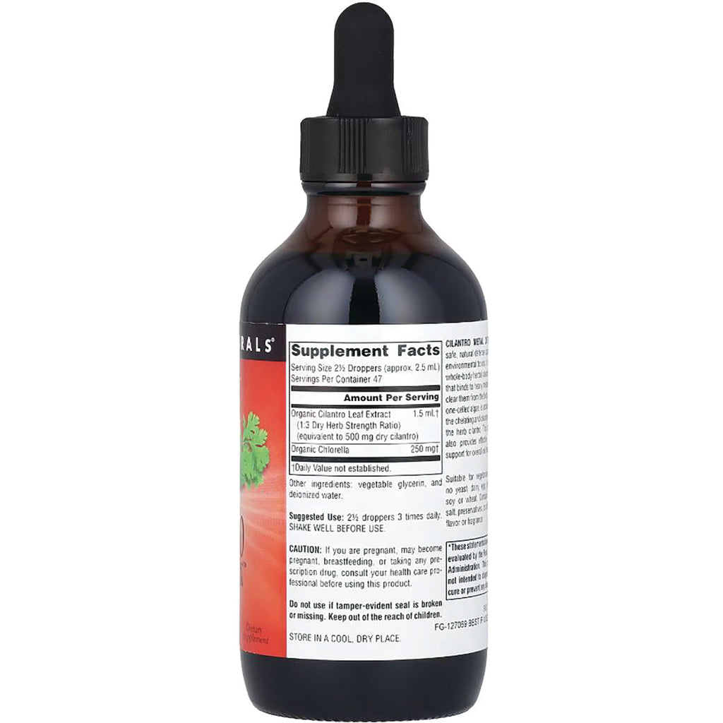 SN234 | Back label with Supplement Facts for liquid drops: Organic Cilantro Leaf Extract and Organic Chlorella - Thumbnail
