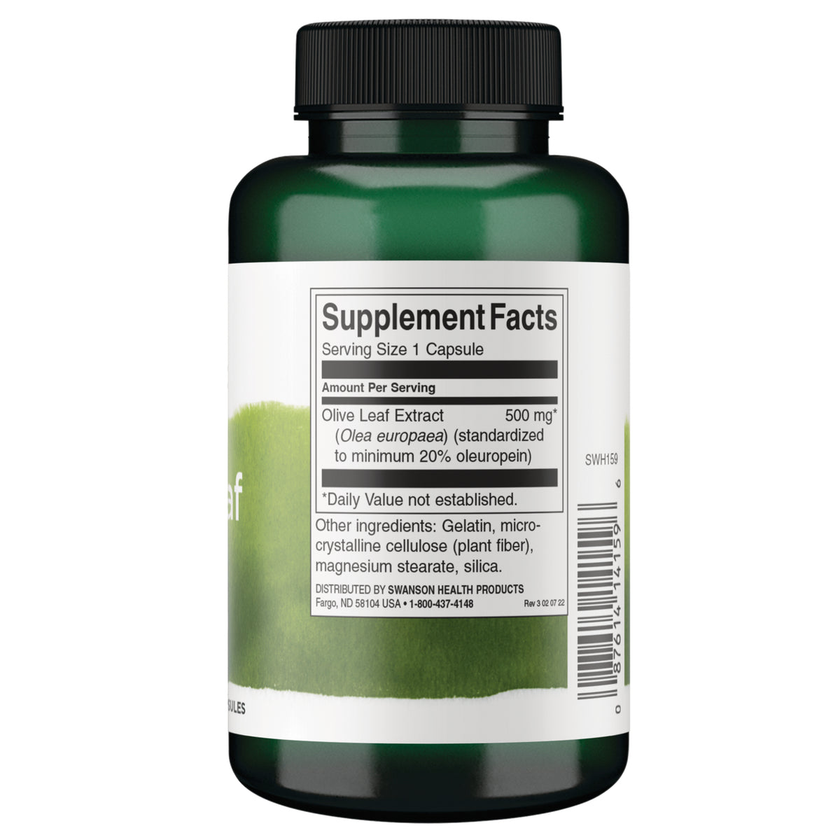 SWH159 | Back label with supplement facts and serving information