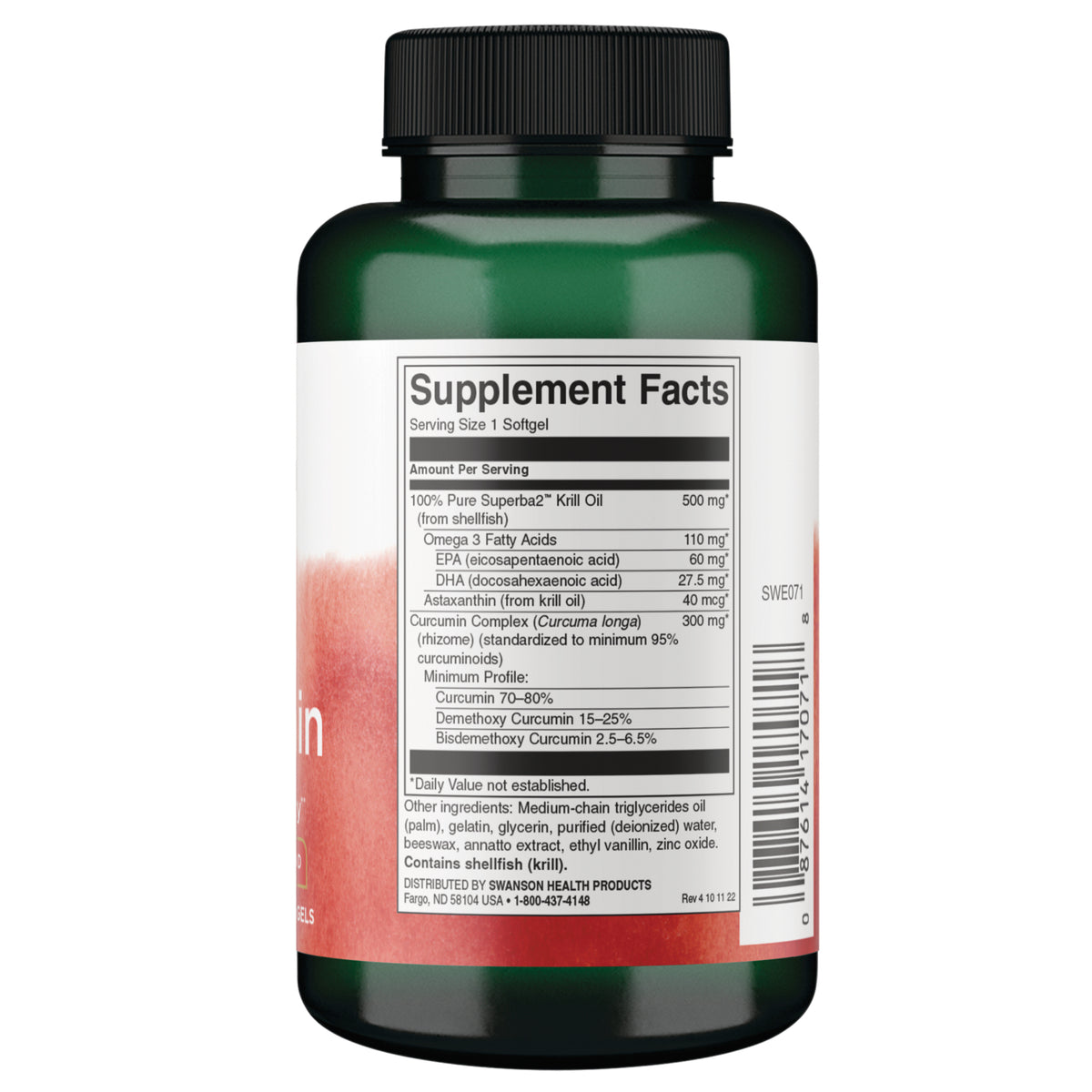 SWE071 | Back label with supplement facts and serving information