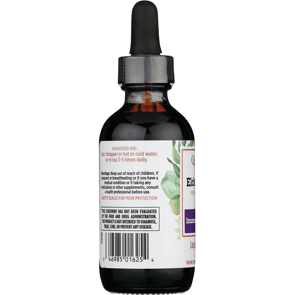 QU048 | Back of dark glass dropper bottle showing label with suggested use, warnings and barcode - Thumbnail