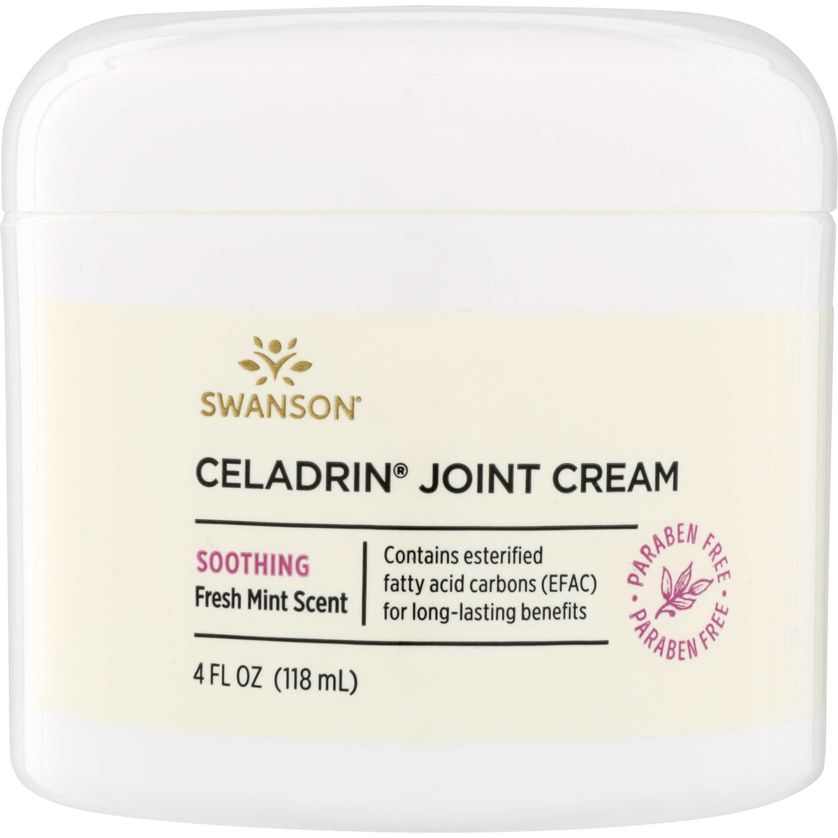 SWU742 | Swanson Celadrin Joint Cream, soothing fresh mint scent, paraben free, 4 fl oz