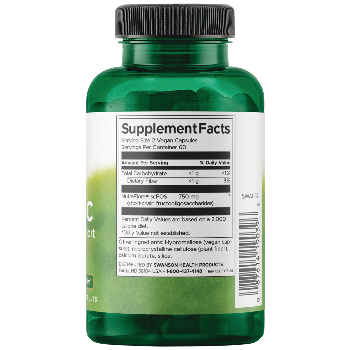 SWA039 | Back label with supplement facts and serving information