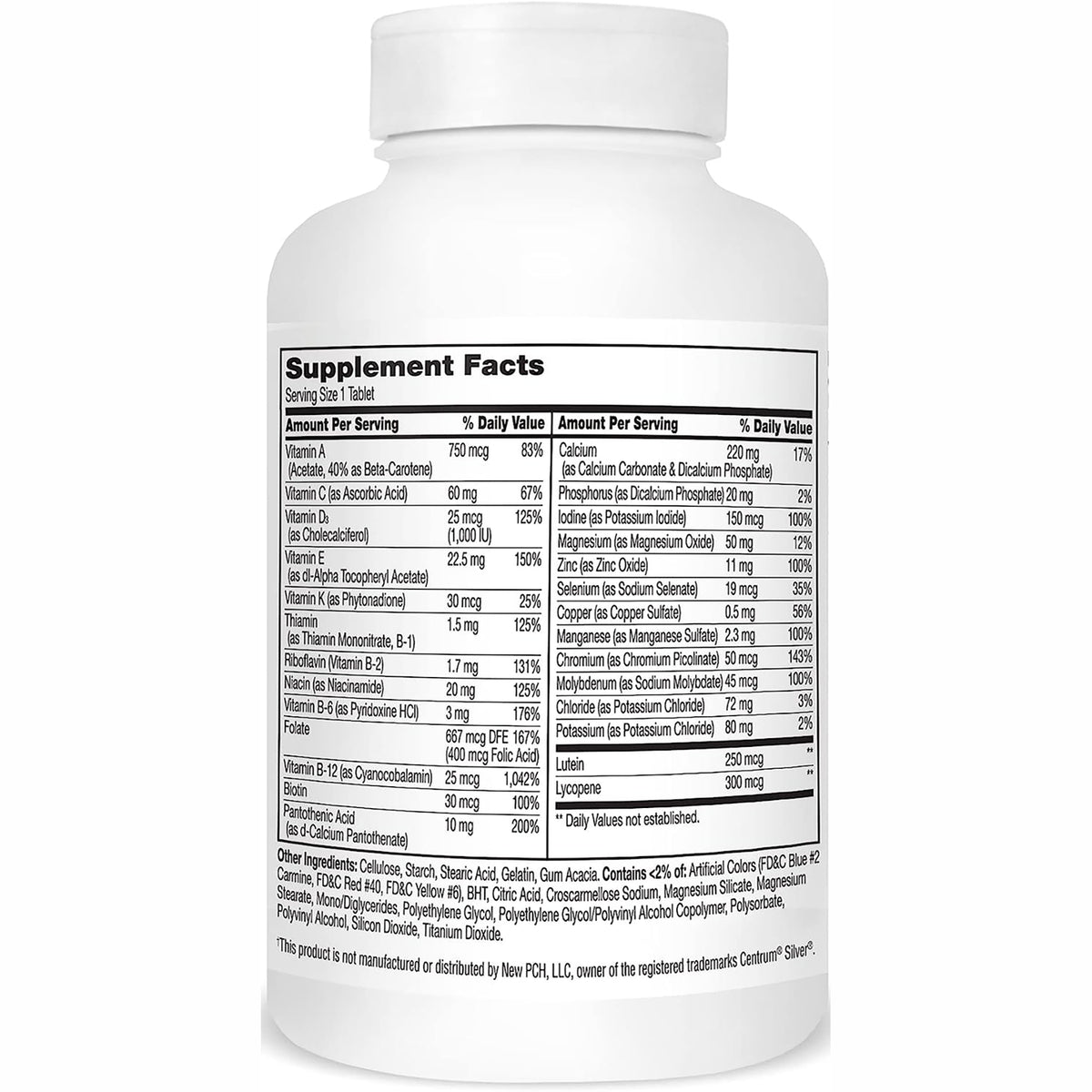 CNT146 | supplement facts back label on white bottle showing nutrition facts and ingredient list